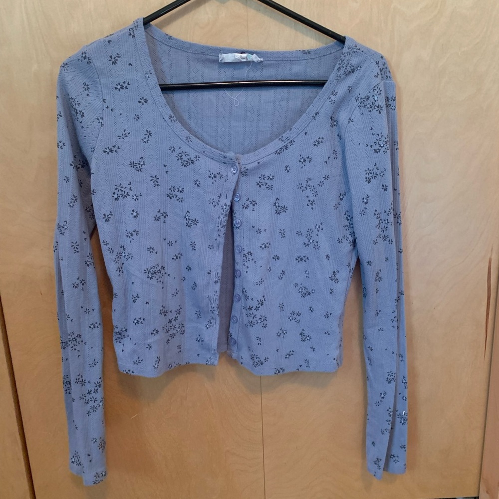 Floral dusty Blue cardigan button up
